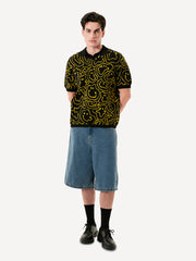 S/S JOHNNY COLLAR PULLOVER WARPED SMILEY