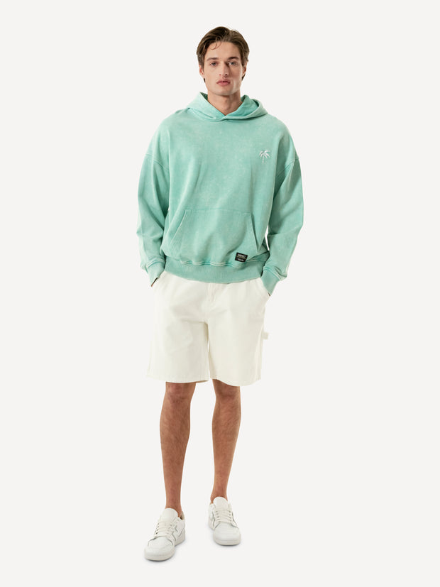 DROPPED SHOULDER HOODIE ENZYME WASH PALM LOGO