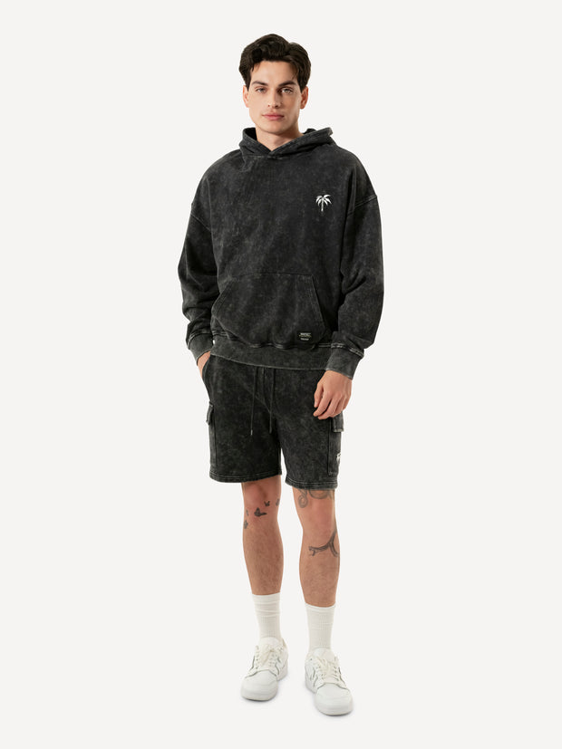 DROPPED SHOULDER HOODIE ENZYME WASH PALM LOGO