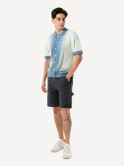 S/S POLO COLLAR CARDIGAN BORDER