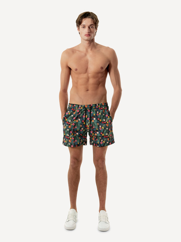 ZACK SWIM TRUNK MONSTERA FLOWERS AOP