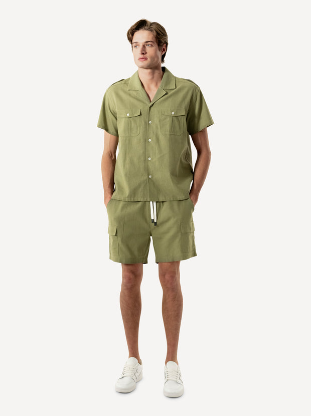 LINEN UTILITY CARGO SHORTS