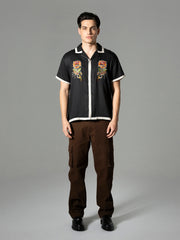 CAMPER S/S SHIRT W TIP SCORPION ROSE APPLIQUE