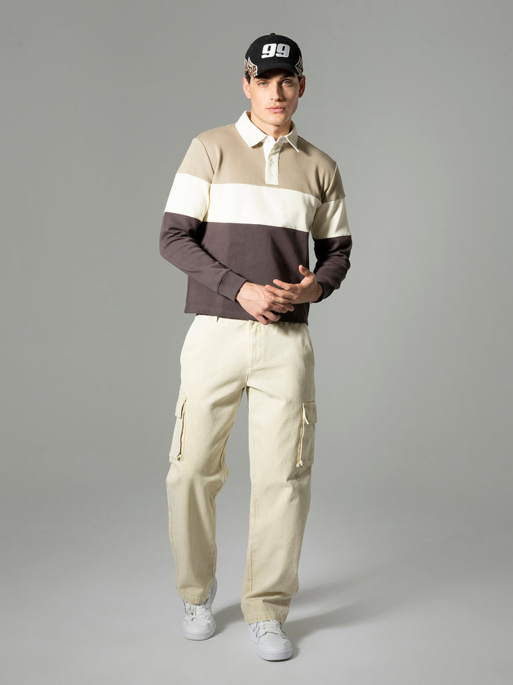 CROPPED RUGBY POLO LS COLORBLOCK