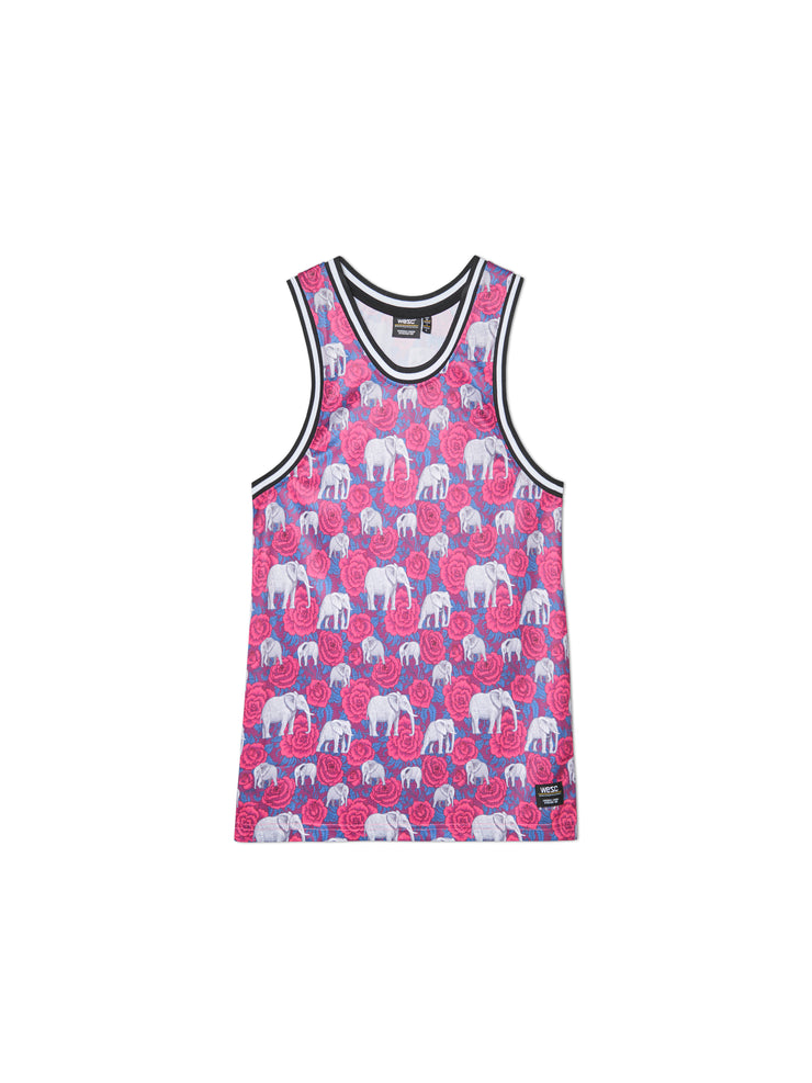 BASKETBALL TANK ELEPHANT AND FLOWERS