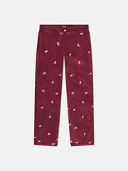 RELAXED FIT EMBROIDERED CORDUROY PANTS HORSES