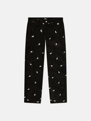 RELAXED FIT EMBROIDERED CORDUROY PANTS HORSES