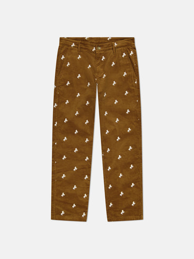 RELAXED FIT EMBROIDERED CORDUROY PANTS HORSES