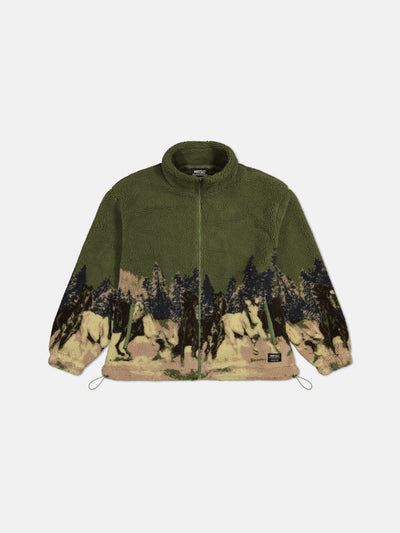 OVERSIZE SHERPA JACKET WILD HORSES