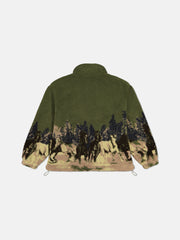 OVERSIZE SHERPA JACKET WILD HORSES