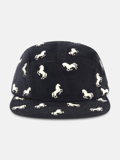 CORDUROY CAMPER HAT WILD HORSES EMBROIDERY