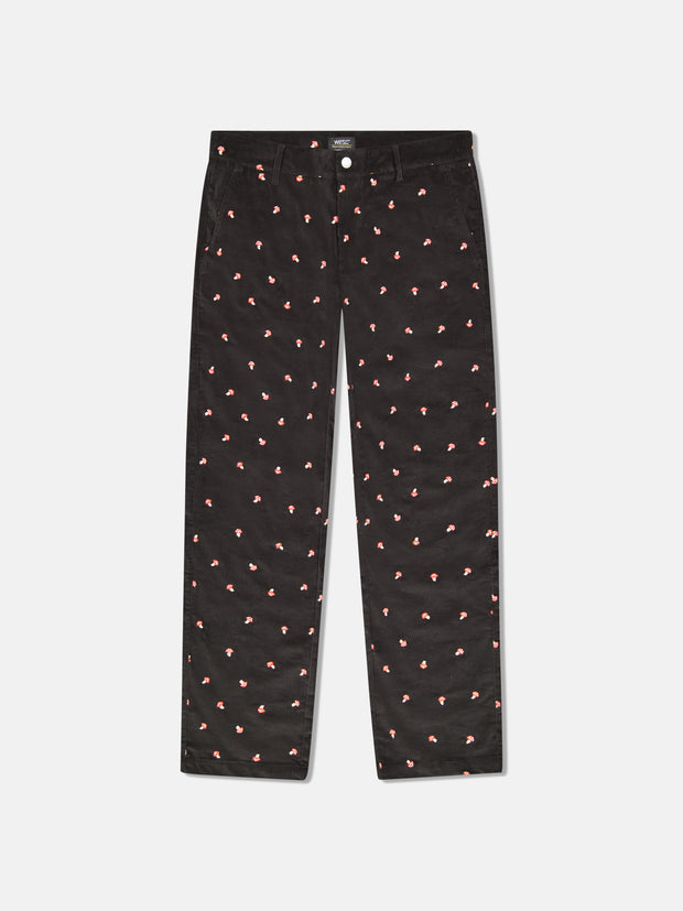 RELAX FIT EMBROIDERED MUSHROOM CORDUROY PANTS