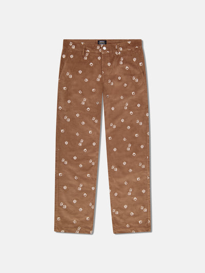 RELAX FIT EMBROIDERED DICE CORDUROY PANTS