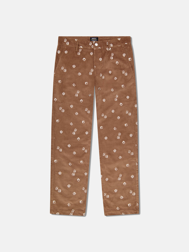 RELAX FIT EMBROIDERED DICE CORDUROY PANTS