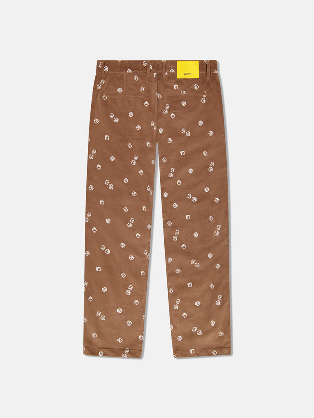 RELAX FIT EMBROIDERED DICE CORDUROY PANTS