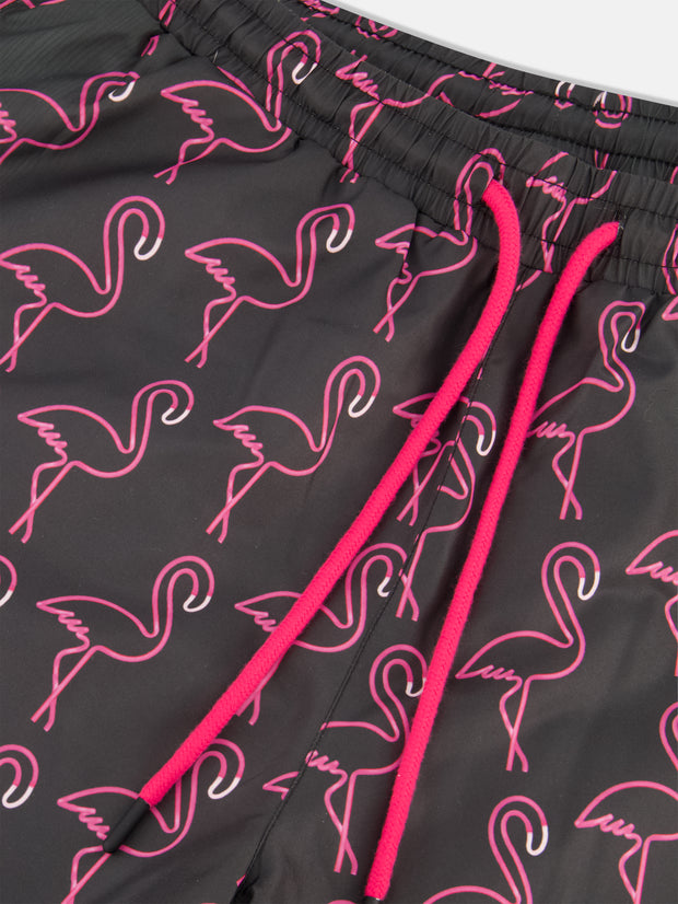 ZACK SWIM TRUNK NEON FLAMINGO AOP