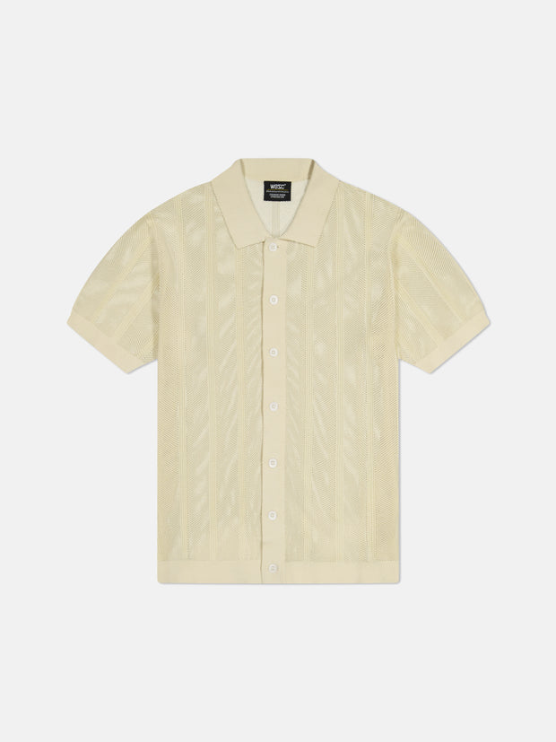 S/S POLO BUTTON FRONT SWEATER PEARL BUTTONS