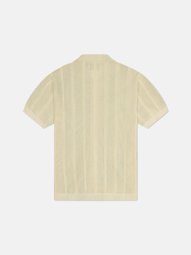 S/S POLO BUTTON FRONT SWEATER PEARL BUTTONS
