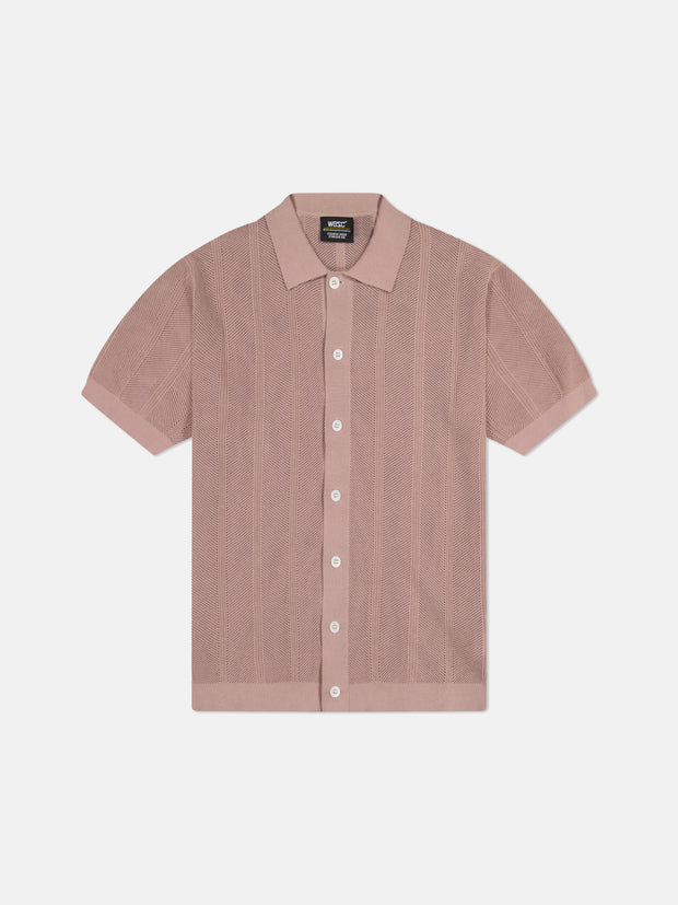 S/S POLO BUTTON FRONT SWEATER PEARL BUTTONS