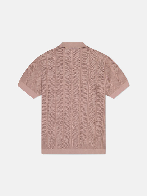 S/S POLO BUTTON FRONT SWEATER PEARL BUTTONS