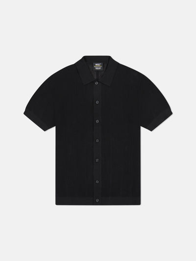 S/S POLO BUTTON FRONT SWEATER PEARL BUTTONS