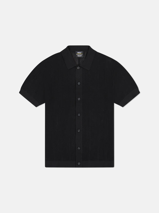 S/S POLO BUTTON FRONT SWEATER PEARL BUTTONS