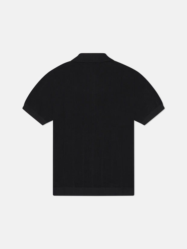 S/S POLO BUTTON FRONT SWEATER PEARL BUTTONS