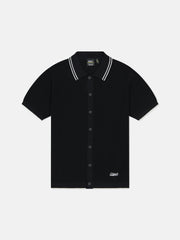 S/S POLO COLLAR CARDIGAN W/ TIPPING