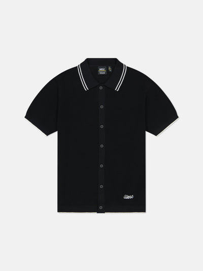 S/S POLO COLLAR CARDIGAN W/ TIPPING