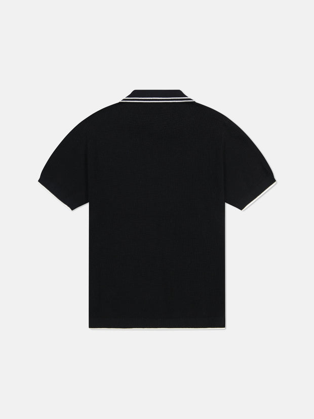 S/S POLO COLLAR CARDIGAN W/ TIPPING