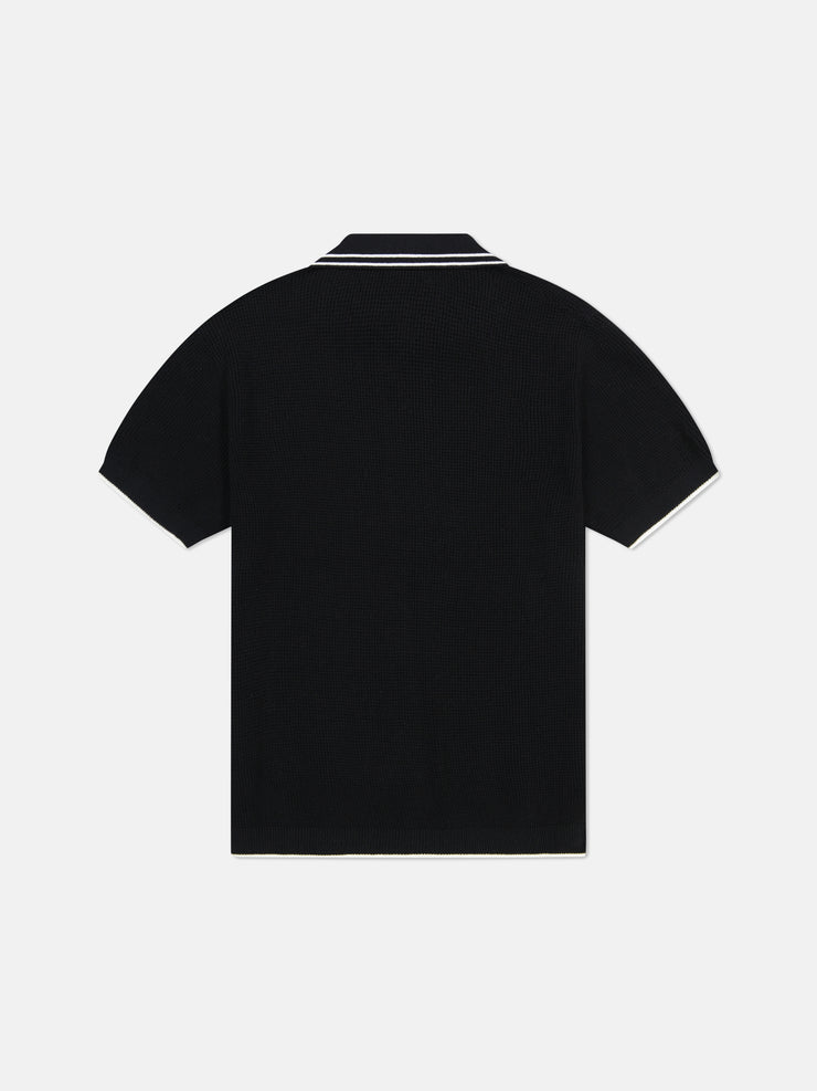 S/S POLO COLLAR CARDIGAN W/ TIPPING