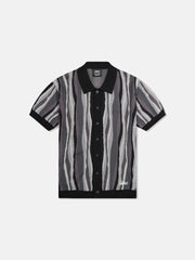 S/S POLO COLLAR CARDIGAN RIPPLED