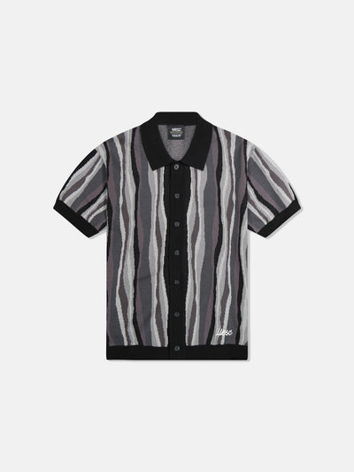S/S POLO COLLAR CARDIGAN RIPPLED