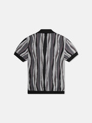 S/S POLO COLLAR CARDIGAN RIPPLED