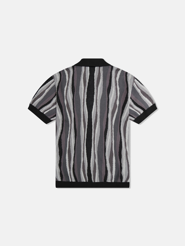 S/S POLO COLLAR CARDIGAN RIPPLED
