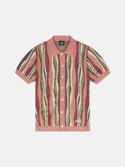 S/S POLO COLLAR CARDIGAN RIPPLED