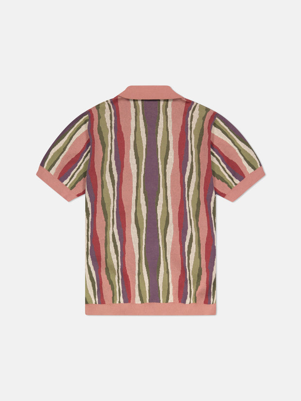 S/S POLO COLLAR CARDIGAN RIPPLED