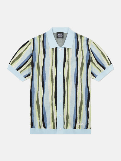 S/S POLO COLLAR CARDIGAN RIPPLED