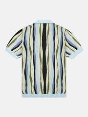 S/S POLO COLLAR CARDIGAN RIPPLED