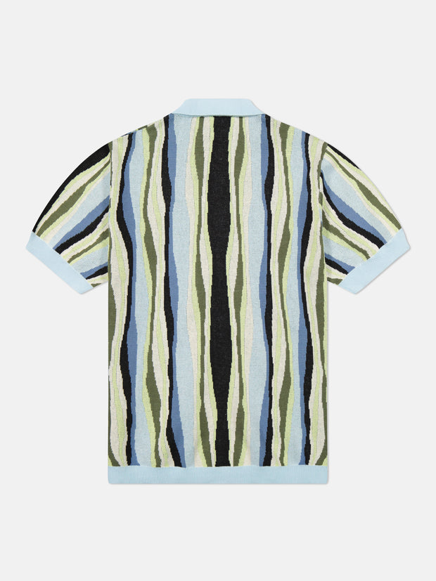 S/S POLO COLLAR CARDIGAN RIPPLED