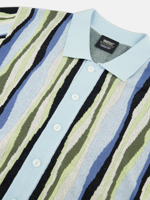 S/S POLO COLLAR CARDIGAN RIPPLED