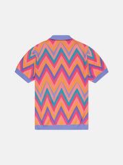 S/S POLO COLLAR CARDIGAN ZIG-ZAG