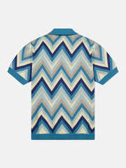 S/S POLO COLLAR CARDIGAN ZIG-ZAG