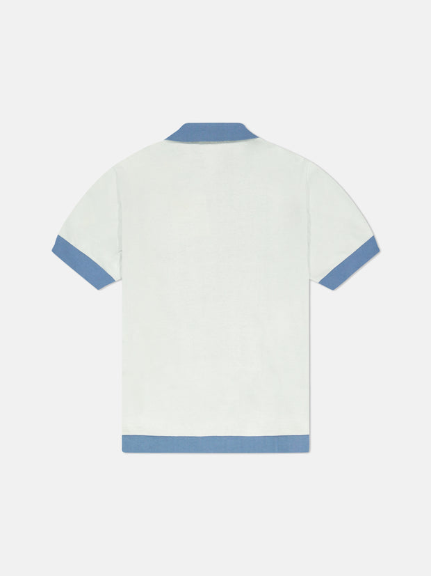 S/S POLO COLLAR CARDIGAN BORDER