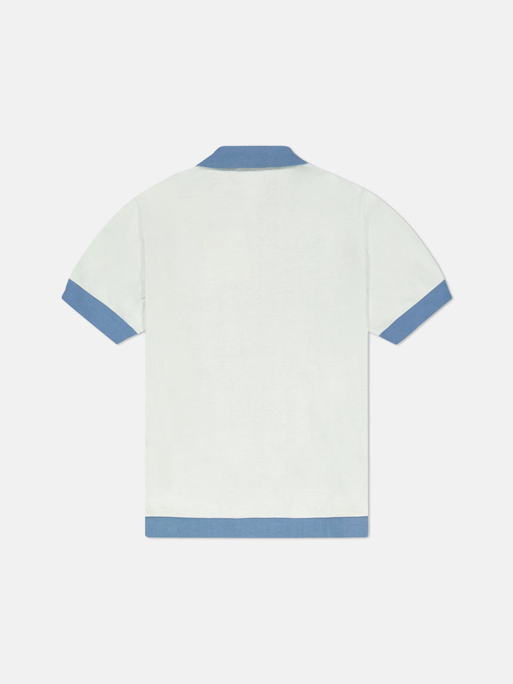 S/S POLO COLLAR CARDIGAN BORDER