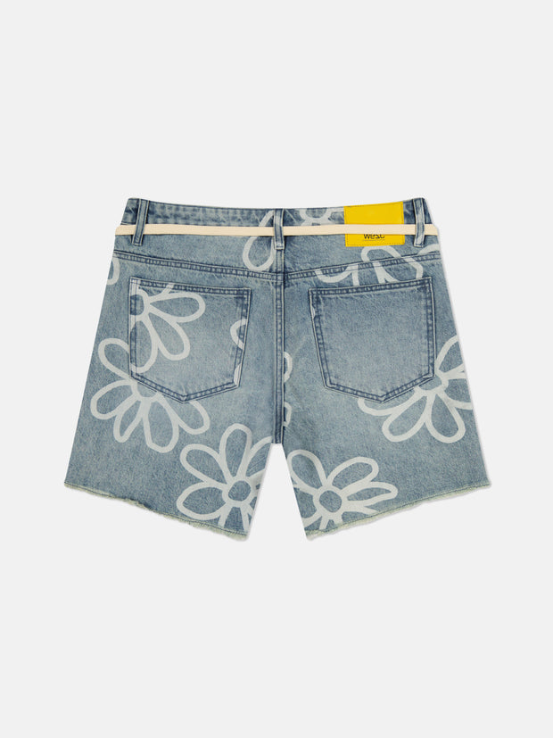 BOB SHORTS WITH SHOE LACE BELT DAISY AOP