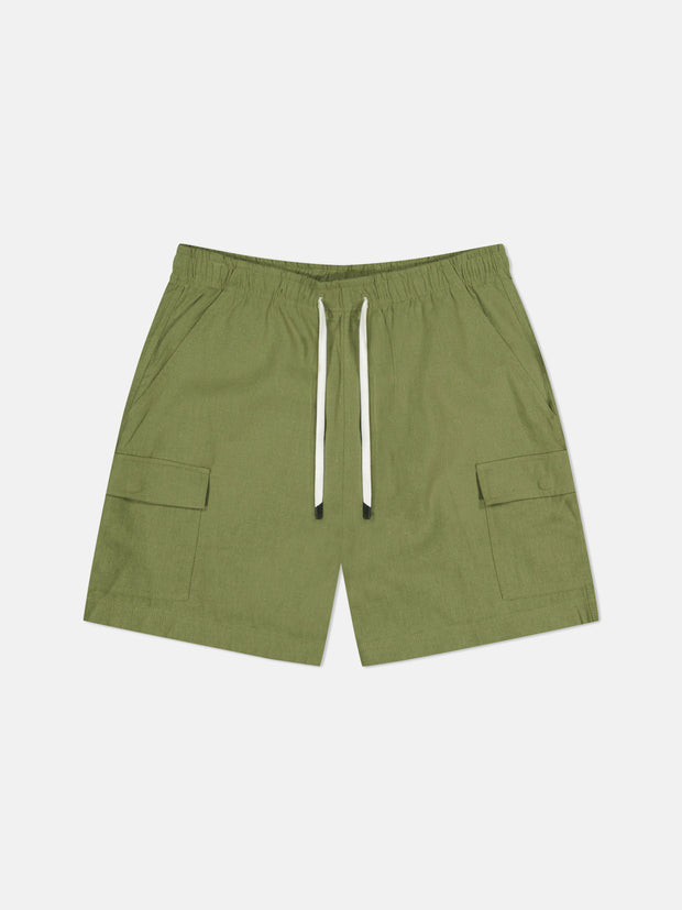 LINEN UTILITY CARGO SHORTS