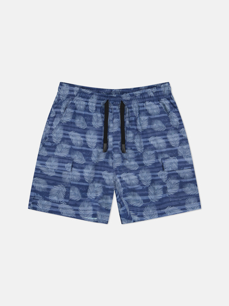 LINEN UTILITY CARGO SHORTS BAMBOO AOP