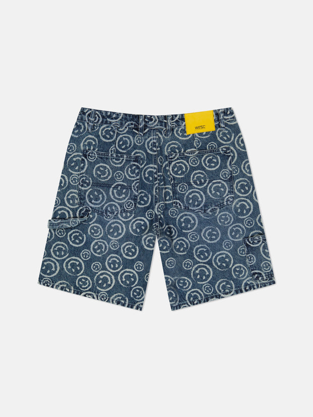 DENIM CARPENTER SHORTS SMILEY AOP