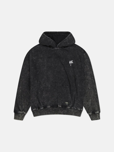 DROPPED SHOULDER HOODIE ENZYME WASH PALM LOGO